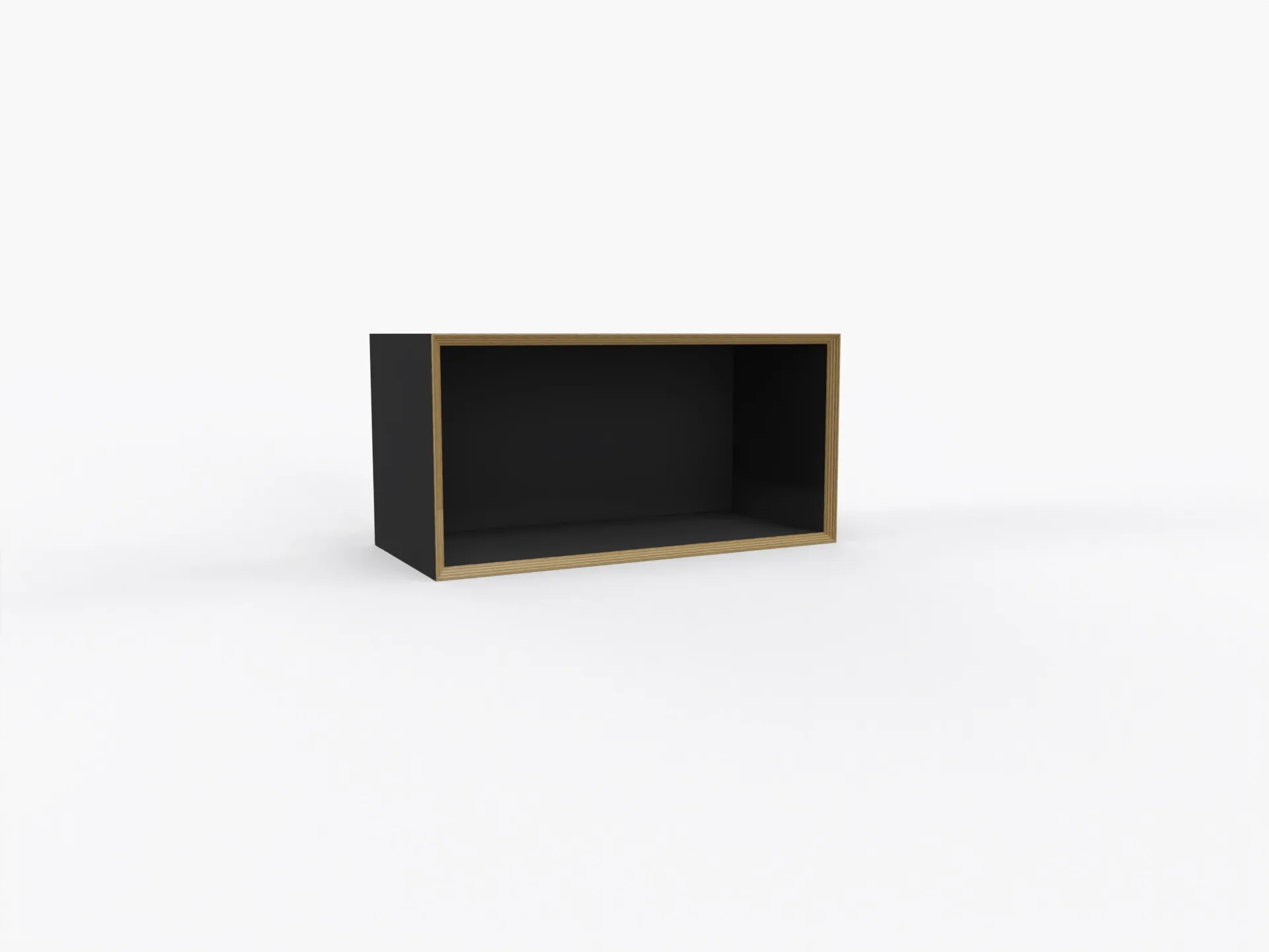 Zeitloses Design - offenes Element in schwarz matt von Müller Small Living. Offenes Element Vertiko Fourteen in schwarz matt mit Birkenschichtholzkante von Müller Small Living.
