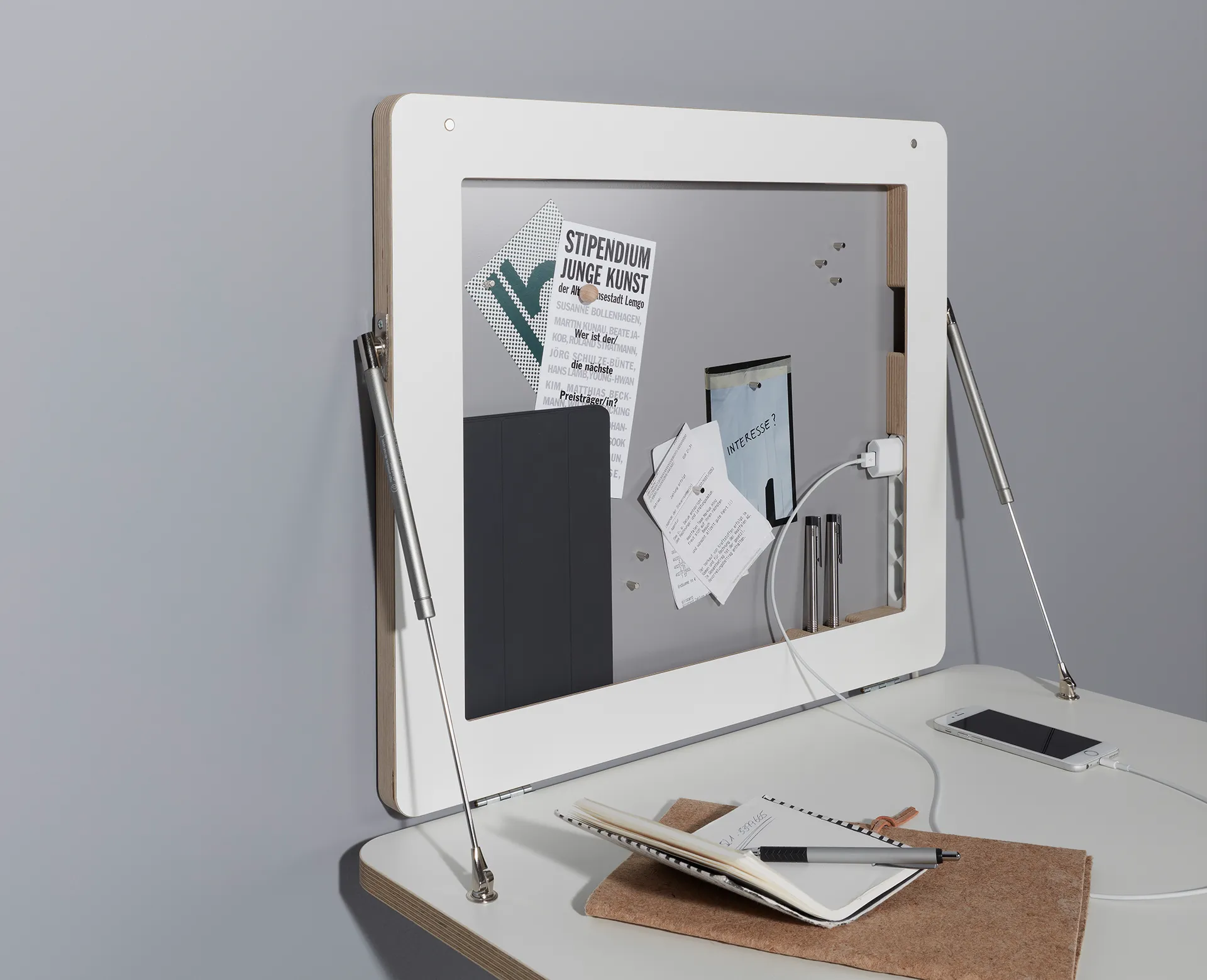 Flatframe CPL weiß Wandmontage Wandhängend Sekretär Ablagefläche