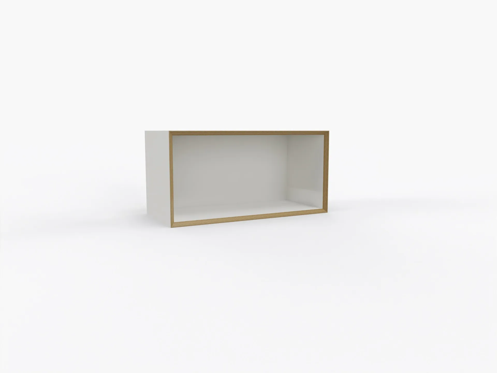Offenes Vertiko Fourteen Element von Müller Small Living - zeitloses Design. Vertiko Fourteen in weiß mit Birkenschichtholzkante als offenes Element von Müller Small Living.