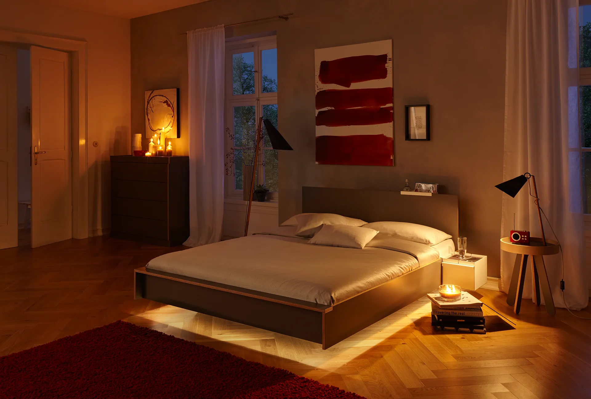 Flai Bett, 180x200 in weiß mit LED Beleuchtung