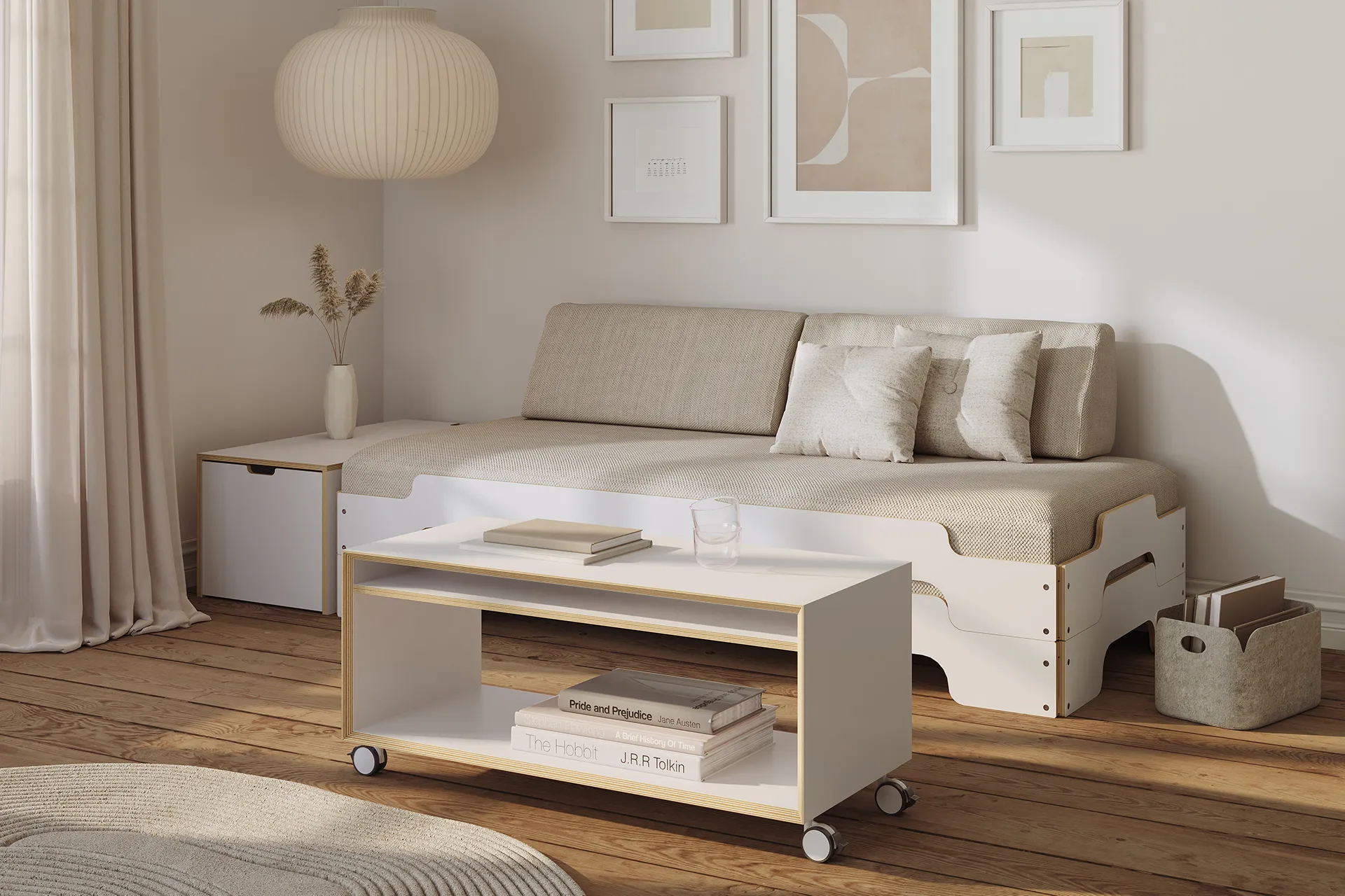 Vertiko Loop in anthrazit - ein Couchtisch mit einer Ablage und auf vier Kunststofffüßen von Müller Small Living.