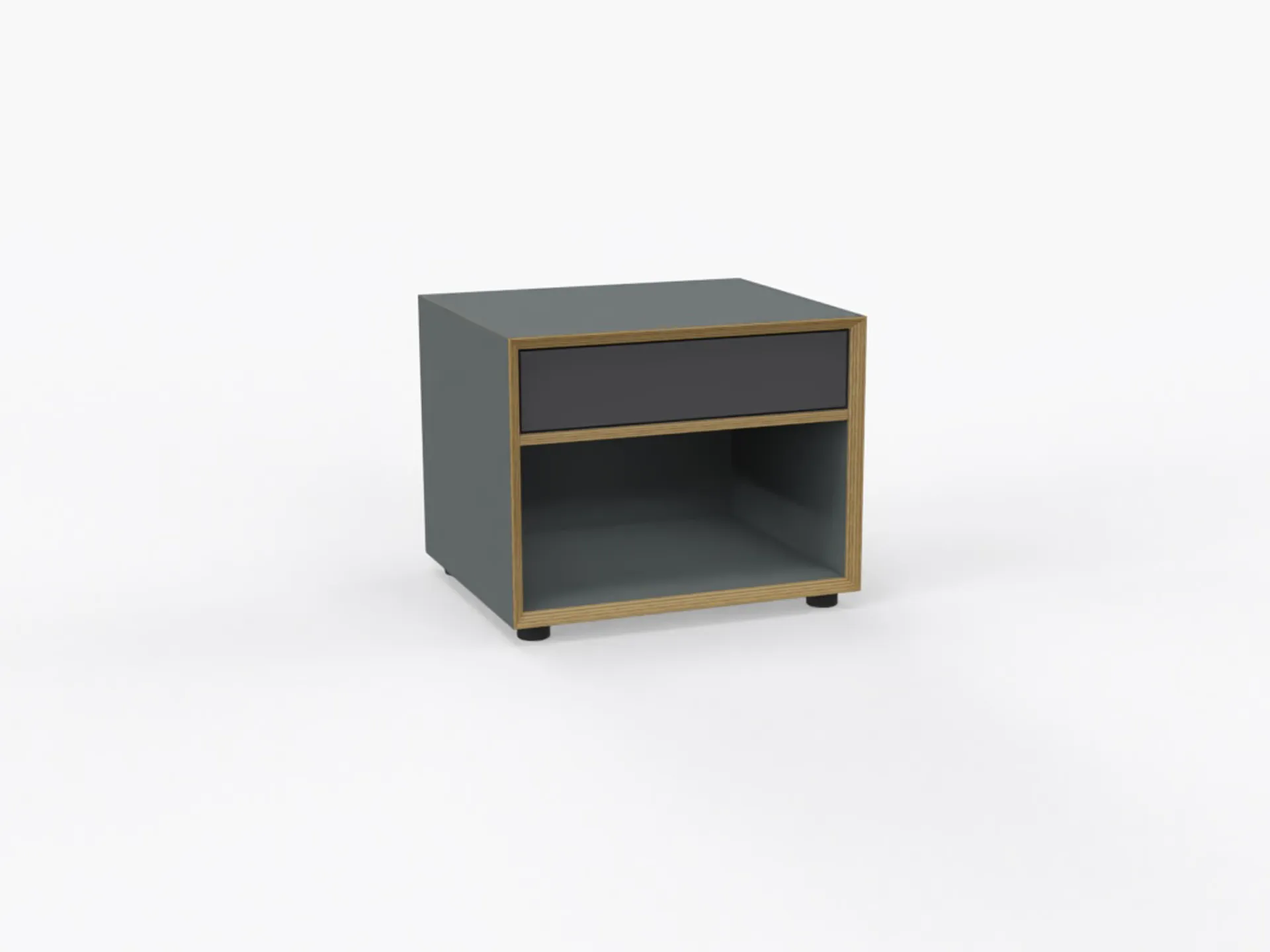 Kleine Kommode in anthrazit von Müller Small Living - ein multifunktionales Möbel. Anthrazitfarbene kleine Kommode aus der Vertiko Reihe mit einem Schubkasten oben und einem offenem Fach unten sowie vier schwarzen Kunststofffüßen von Müller Small Living.