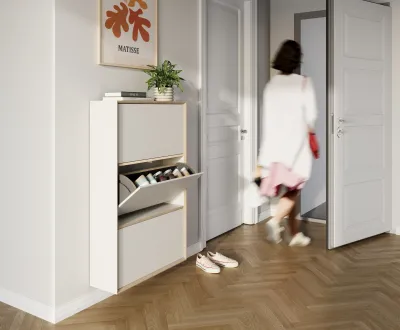 VERTIKO - Schuhschrank in schwarz mit 3 Klappen, wandhängend